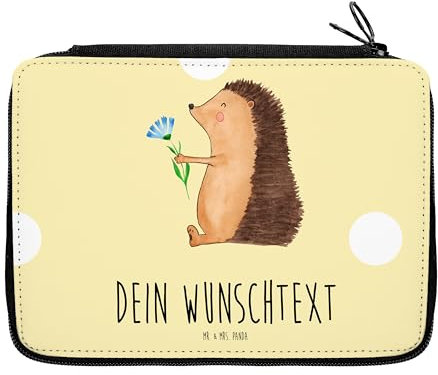 Mr. & Mrs. Panda Personalisierte Federmappe Igel Blumen - Geschenke, Gute Besserung, Krankenhaus, Stifterolle, krank, Besuch, PersonalisierteS Federmäppchen, Lustige Sprüche, mit Namen, Stiftetasche