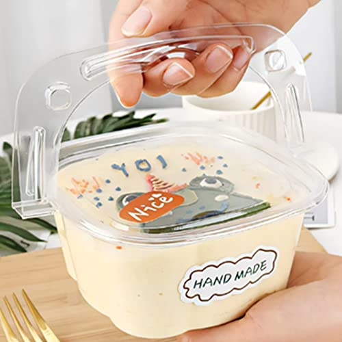 OUKEYI Cake Slice Plastic Containers with Lids, Portable transparent flower basket thousand layer cake packaging box， Food Box, Take Out Togo Packaging for Home, Bakery and Cafe Business (25 Pack)
