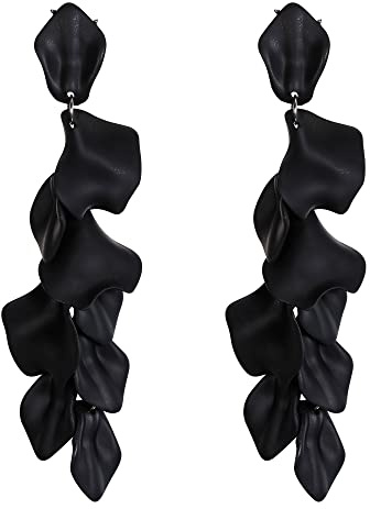 EVER FAITH Lange Blütenblatt-Ohrringe für Damen Mädchen, Acryl Blume Blütenblatt Statement Dangle Ohrringe Sommer Urlaub Schmuck