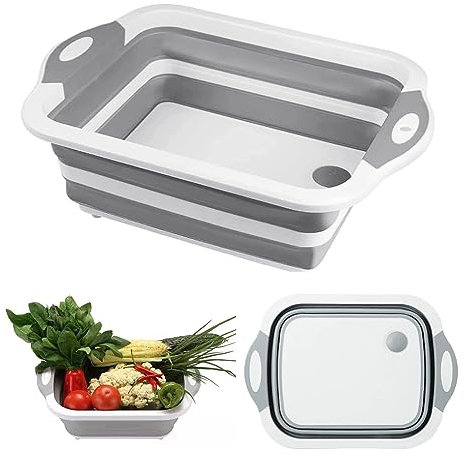 Tagliere pieghevole multifunzione con contenitore per campeggio, pieghevole, piccolo e leggero, in plastica, pieghevole, con contenitore per la cucina domestica