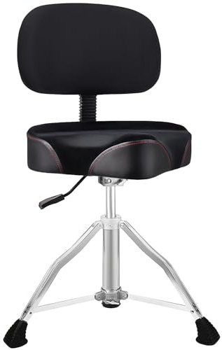 TENTOTEN Drum Throne with Backrest Drum Chair, Portable Removable Drum Throne Seat Motorcycle Style Hydraulic Drum Stool for Adults with Adjustable Backrest & Memory Foam (Black Velvet)