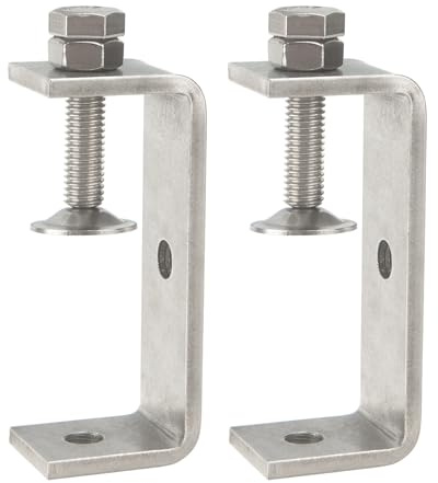 Foxwake Stainless Steel C Clamps 3.2In for Mounting, Heavy Duty Metal U Clamp for Metal Working Small Desk Clamp with Stable Wide Jaw Opening & Protective Pads/I-Beam Design (2pcs)