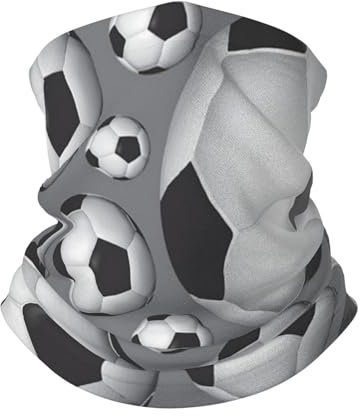 ZORIN Fleece-Halswärmer, Schal, Fußball, Ball, verstellbar, Winter-Ski-Gesichtsmaske, Halstuch, Sturmhaube für Männer und Frauen, Laufen, Skifahren, Sport, Schwarz , One size