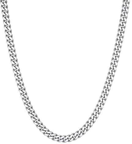 VEXXS Panzerkette Herren Kubanisch Edelstahl 18 Karat Vergoldet 4/5/6mm halskette Herren Kette,Goldkette für Herren Damen Männer Jungen, Schmuck Geschenk,46-66cm