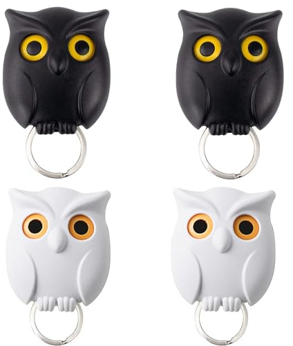 Oenothera 4 Pièce Crochet Clé Hibou, Porte Clef Mural, Animal Crochet Adhésif, pour Entrée de la Porte du Bureau Maison