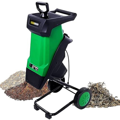 2400W Electric Garden Shredder Wood Chipper, Max.40mm Cutting Capacity, Leaf Mulcher for Lawn and Garden Use - Chippers, 30M Power line