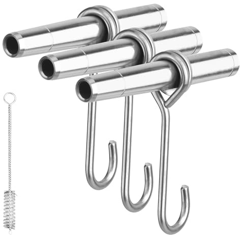 ARGCONNER Stainless Steel Maple Syrup Taps Kit, Spiles for Tapping Trees, 3 Spiles and Hooks With 1 Spile Cleaning Brush