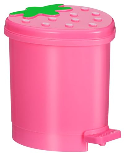 Amosfun Desktop Mini Trash Can, Cute Strawberry Garbage Bin for Waste Paper, Portable Tabletop Dustbin for Bedroom, Vanity Top, Office Table