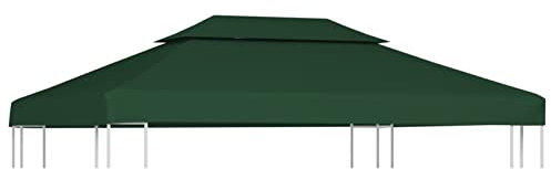 Mengtu Pavillon Ersatzdach Pavillondach Dachplane UV-Schutz und Wasserdicht Ersatzbezug Dach mit Kaminabzug Pavillonabdeckung Ersatzdach Dachplane für Pavillon 310 g/m² Grün 3x4 m