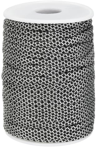 PATIKIL Paracord 330lb, 4mm Reißfeste Schnur 7 Stränge Lanyard Spule Schnur für Zelt Camping, Hängematte, Wandern, Angeln, Survival Armband, DIY Projekte, Schwarz-Weißes Gitter, 30m