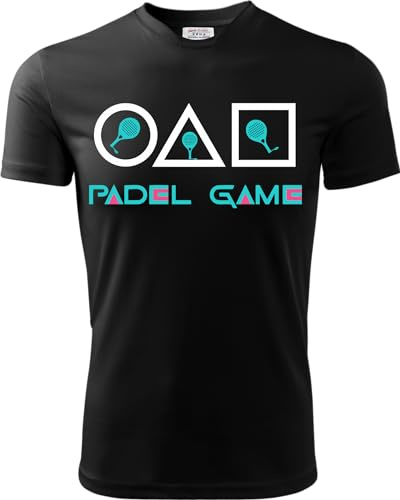 Zena Padel Squid Padel T-Shirt Cotone Divertente | Idea Regalo | Citazione Film Serie TV | Made in Italy (IT, Testo, XL, Regular, Regular, Nero)