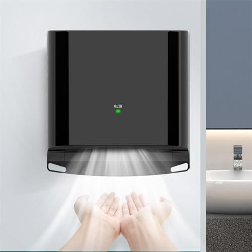 RajoNN RajoNN Elektrischer Händetrockner, 1250W Wandmontierter Automatischer Induktions-Handtrockner, energiesparender Handtrockner mit hoher Geschwindigkeit und Heiß-Kaltschalter, Schwarz