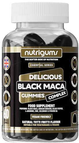 Maca Root 2000mg Complex Gummy | High Strength | Black Maca, Korean Ginseng, L-Arginine and Black Pepper | Tutti Frutti Flavour | 60 Vegan Gummies | Energy & Performance Support by NUTRIGUMS®