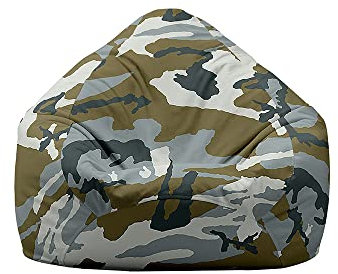 DOTBUY-SHOP Sitzsack Bezug (Ohne Füllstoff), Comfort Sitzsack Kinder Erwachsene, Waschbar Bean Bag Gaming Sitzsäcke, Camouflage Druck Bean Bag Chair für Indoor Outdoor (XL,Grau)