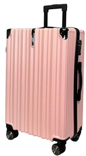 SIGN Hartschalen Reisekoffer Trolley ABS Tasche Leicht 4 Doppelrollen (Handgepäck-Mittel-Groß-Set) Nummernschloss (Pink, Handgepäck (55cm))