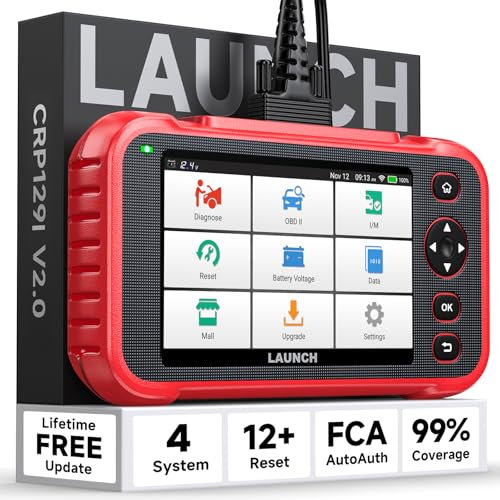 LAUNCH CRP129I V2.0 OBD2 Diagnosegerät, 4 System Diagnosegerät Auto mit 12 Reset, Motor Getriebe ABS SRS, Lifetime Fr-ee Update, ABS/SAS/Öl/BAT/DPF/TPMS Reset Auto VIN Diagnosegerät für Alle Fahrzeuge