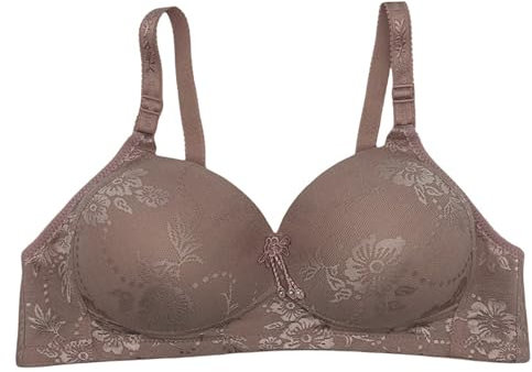 Bandeau Sports Bra The Cup Without Ring Oversized Size Back Four of Buckle Fixed Double Shoulder Strap Bra Women's Underwear Comfortable and Breathable Thin Women Bra Set and Underwear (Khaki, 50CD)