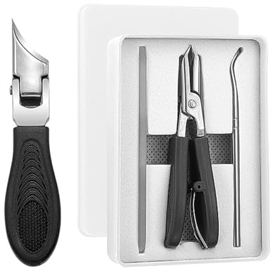 DAILIENFUS 3-teiliges Set Nagelknipser mit Adler-Schnabel-Winkel für Eingewachsene Zehennägel, Nagelknipser Groß mit Auffangbehälter – Fußnägel Knipser für Senioren und Kinder.(schwarz)