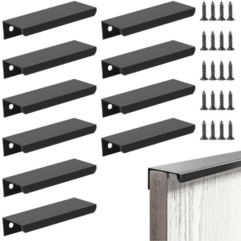 10Pcs Möbelgriffe mit Schrauben, 80mm Versteckter Türgriff Schrankgriffe | Aluminium Schubladengriff, Küchengriffe, Schrankgriffe Versteckt Modernes Möbelgriffe für Schränke Schubladen Möbel