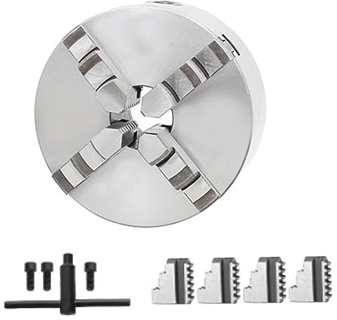 Mandrino per tornio per legno, Mandrino autocentrante a 4 griffe K12-100 da 4 pollici con filettatura 3-M8 for torni e CNC