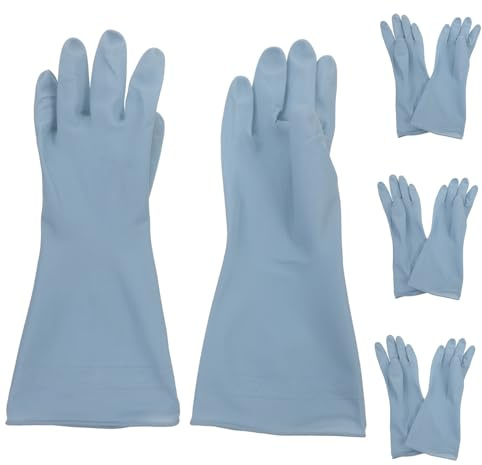 TOPPERFUN 4 pairs Dishwashing Gloves Long Cuff Household Cleaning Gloves for Washing Dishes and Cups Lightweight with Protective Barrier Blue