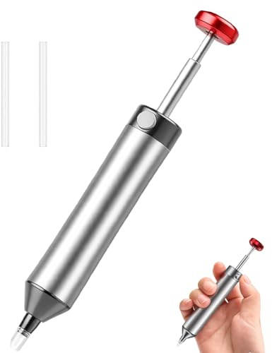 Solder Sucker, Desoldering Pump with Heat-Resistant Silicone Nozzle, Aluminum Housing Stronger Suction, Desoldering Gun One-Handed Operation, for PCB Repair, DIY Electronics & Pro Techs