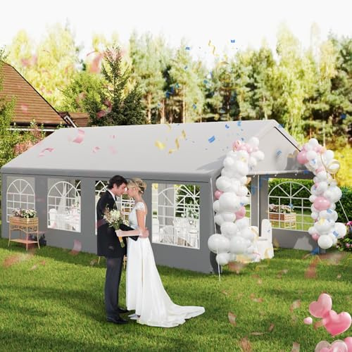 SUBTLETY Carpa de jardín de 4 x 8 m, impermeable, estable, resistente al invierno, con 4 paredes laterales, tubos de acero galvanizado, carpa para fiestas privadas, fiestas en el jardín, mercados y