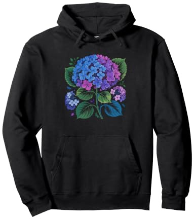 Cottagecore Hydrangea Garden Scene Romantic Floral Art Pullover Hoodie