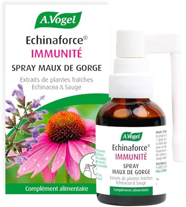A.VOGEL - Echinaforce Spray Maux de Gorge - Apaise et soulage la gorge irritée, le pharynx et les cordes vocales - Extrait de plante Fraîche d’Echinacée et de Sauge - Actifs végétaux - 30ml