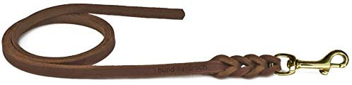 Fettlederleine Schleppleine aus Leder für Hunde 5m, 7,5m, 10m (7.5m x 10mm braun Messing)