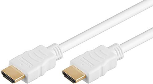 PremiumCord Cavo HDMI 4K Ad Alta velocità M/M, 10,2 Gbps con Ethernet, Compatibile Video 4K@30Hz, Full HD 1080p, Deep Color, 3D, Arc, HDR, Dolby TrueHD, Connettori Placcati Oro, Bianco, 5 m