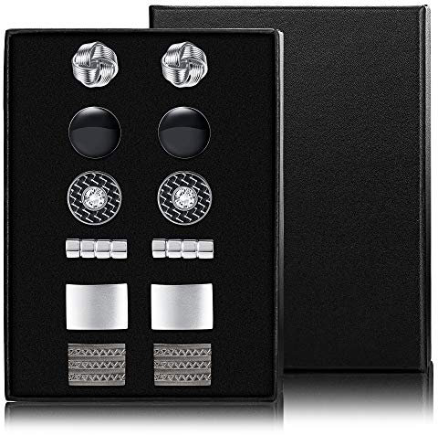 YADOCA 6 Paar Classic Manschettenknöpfe Herren Silber Hochzeit Festival Geburtstag Geschenk mit Box