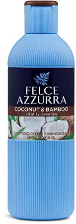 Felce Azzurra - Bagnoschiuma Profumato Cocco e Bamboo, Bagno Schiuma Detergente Delicato Idratante per Pelle Morbida, Note Fresche Aloe Vera e Bergamotto, Bagnodoccia Dermatologicamente Testato, 650ml