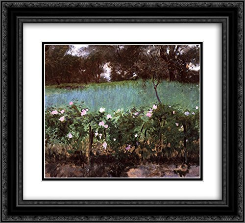 Landscape With Rose Trellis 22x20 Black Ornate Frame and Double Matted Museum Art Print by John Singer Sargent