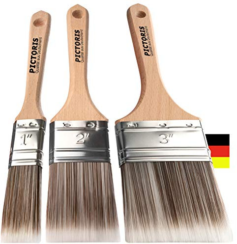 PICTORIS Lackierpinsel 3er Set | Made in Germany | Kein Borstenverlust | Perfekt zum Streichen mit Wandfarbe & Lack | 3 handgefertigte Malerpinsel/Lackpinsel für Profis