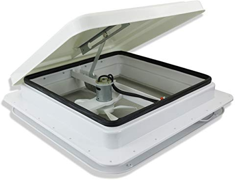 Leisure Coachworks 14 RV trailer Roof vent complete 12 volt FAN w/white lid and interior garnish