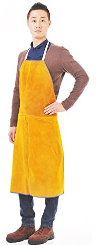 Schweißerschürze Rindslederschweißschürze, Hitzebeständige Und Flammhemmende Schwere Arbeitsschutzschürze, Männliche Und Weibliche Geschweißte Holzschnitzerei-Shop-Schürze