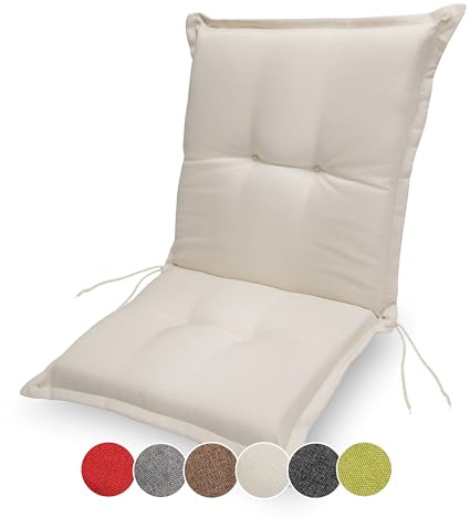 sunnypillow Stuhlauflage Niedriglehner 100 x 50 - Gartenstuhlauflage Extra Dicke 9 cm - Sitzauflagen Auflage für Gartenmöbel UV-Lichtecht, Wasserdicht - Outdoor Stuhlkissen für Gartenliegen - Creme