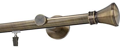 Sento Gardinenstange Innenlauf 19mm 1-läufig Wandmontage Messing Antik 200 cm Idaja