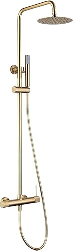 IMEX - Ensemble Colonne de baignoire et douche - Barre de douche Choisir entre robinetterie thermostatique ou robinetterie monocommande - Série Line Oro Brossé - Monocommande - BDD038/OC