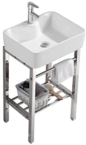 Waschbecken Waschtisch aus Keramik Handwaschbecken Spülbecken Waschschale Edelstahl Regal Waschplatz Keramikwaschbecken Kitchen Sink Waschtischunterschrank Spültisch Standwaschbecken Küchenspüle