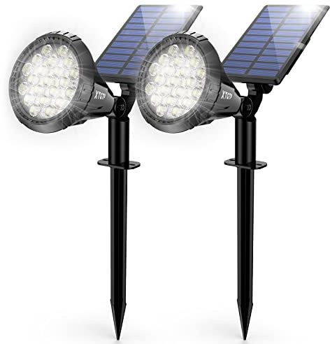 XTGTP Solar Spot Lights Outdoor, 21 LEDs Solar Outdoor Lights Auto On/Off with 3 Modes, IP67 Waterproof Yard Spotlight Landscape Lighting Garden Wall Lights, 2-in-1 Solar Powered Lights, 2Pack