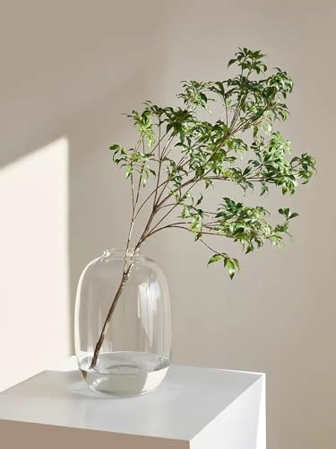 GeLive Modern stor glasvas, hög golvvas, klar blomvas, blomsterarrangemang för lång stjälk, konstgjord växt, bordsskiva, mittpunkt, hem, inomhusdekoration (genomskinlig)