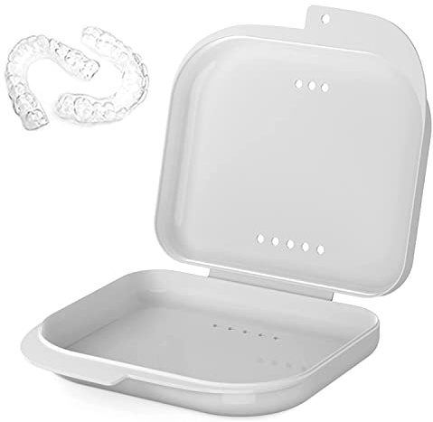 AidShunn Retainer Box Denture Cleaner Invisalign Case Teeth Retainers Denture Bath Slim Orthodontic Dental Case for Bleaching Trays,Mouth, Guard, Brace, Ear Plugs, Chewies Invisalign