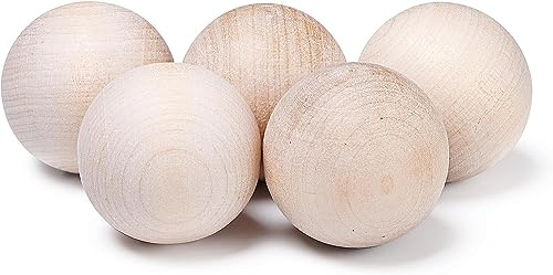ACE Hockey Swedish Stickhandling Balls - Wooden Balls for Stickhandling - Unfinished Hardwood No-Bounce Floorball Training Equipment - Hockey Training Balls for Street Hockey - 2-Inch Diameter 5-Pack