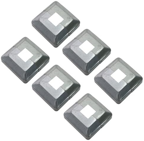 Mewutal Lot de 6 jupes de poteau en métal de 2,5 x 2,5 cm, plaque de montage de base de 8,9 cm, caches de poteau extérieurs argentés pour clôture, balustrade, rails d'escalier, avec vis