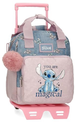 Disney Joumma Bags Stitch You are magical zaini, zaini scolastici, zaini per bambini, include pompon decorativo, vari scomparti, blu, Zaino 28 + carrello