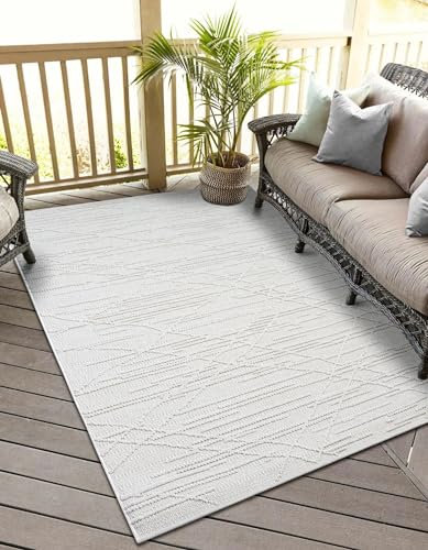 MY-RUG Outdoor Teppich wetterfest 240 x 320 cm, UV beständig & robust für Garten Terrasse, Balkon Küche & Wohnzimmer, kurzflor waschbarer Wohnzimmerteppich, Rory