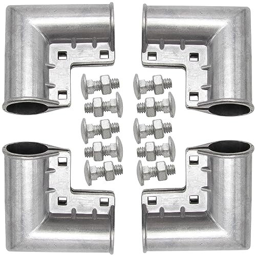 MDEOOSKY 4pcs Chain Link Fence Gate Corners Chain Link Gate Hardware Chain Link Fence Parts with 12pcs Bolts, Replacement for 1 3/8 X 1 3/8 Outdoor Diameter Pipe