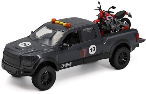 TACHAN - Heroes de Ciudad - Camioneta con Moto de Carreras - Luces y Sonidos - 1:12 - +3 (CPA Toy Group 757T00890)